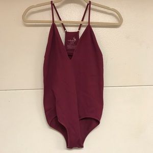 Free People Intimately Burgundy Body Suit